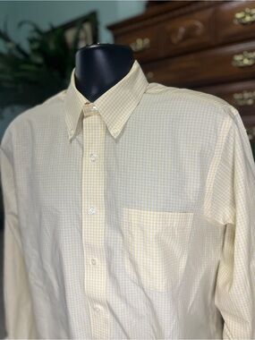 Brooks Brothers Classic Men's Pale Yellow Gingham Button-Down Shirt size 16-34